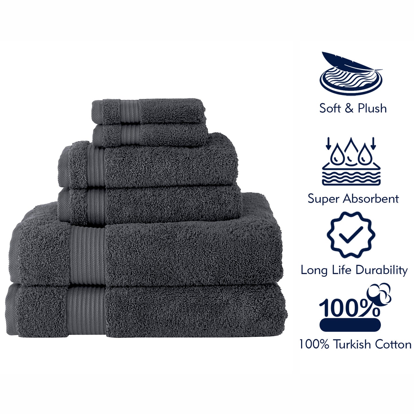 Serenity 6 PC Towel Set Grey