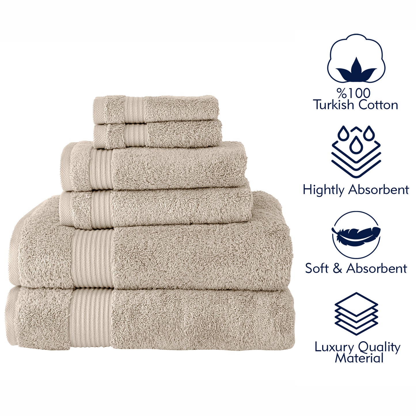 Serenity 6 PC Towel Set Brown Rice