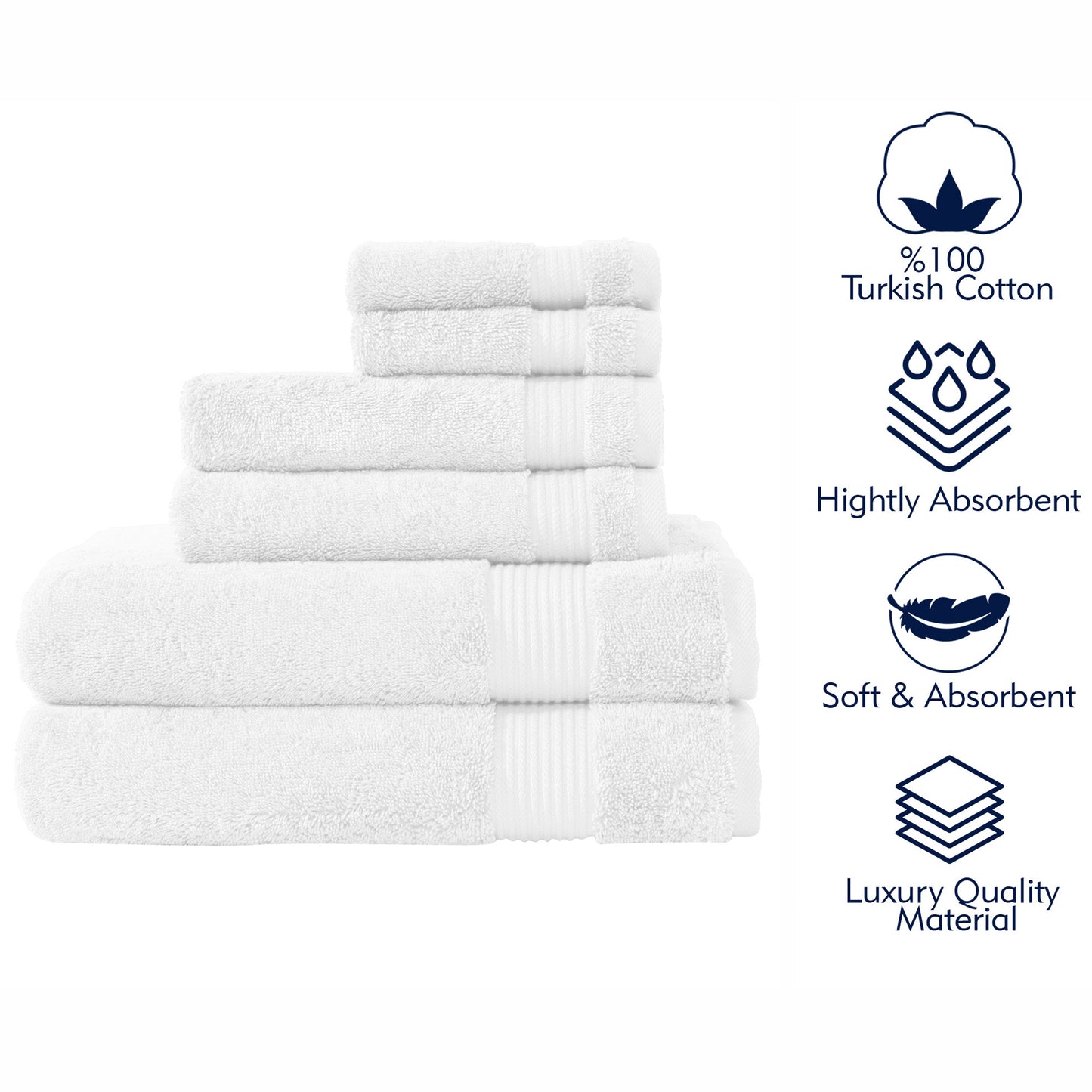 Serenity 6 PC Towel Set White