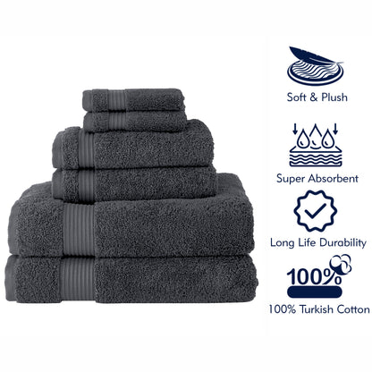 Serenity 6 PC Towel Set Grey