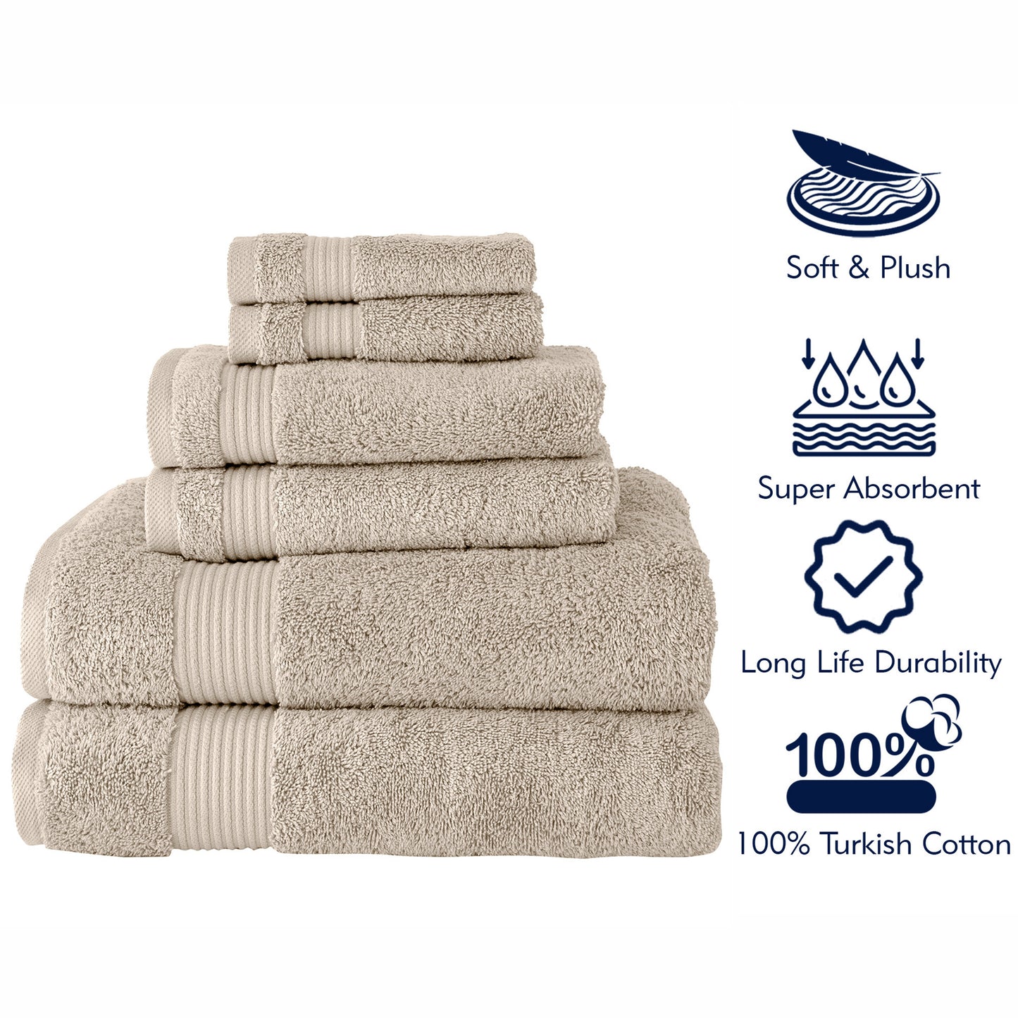 Serenity 6 PC Towel Set Brown Rice