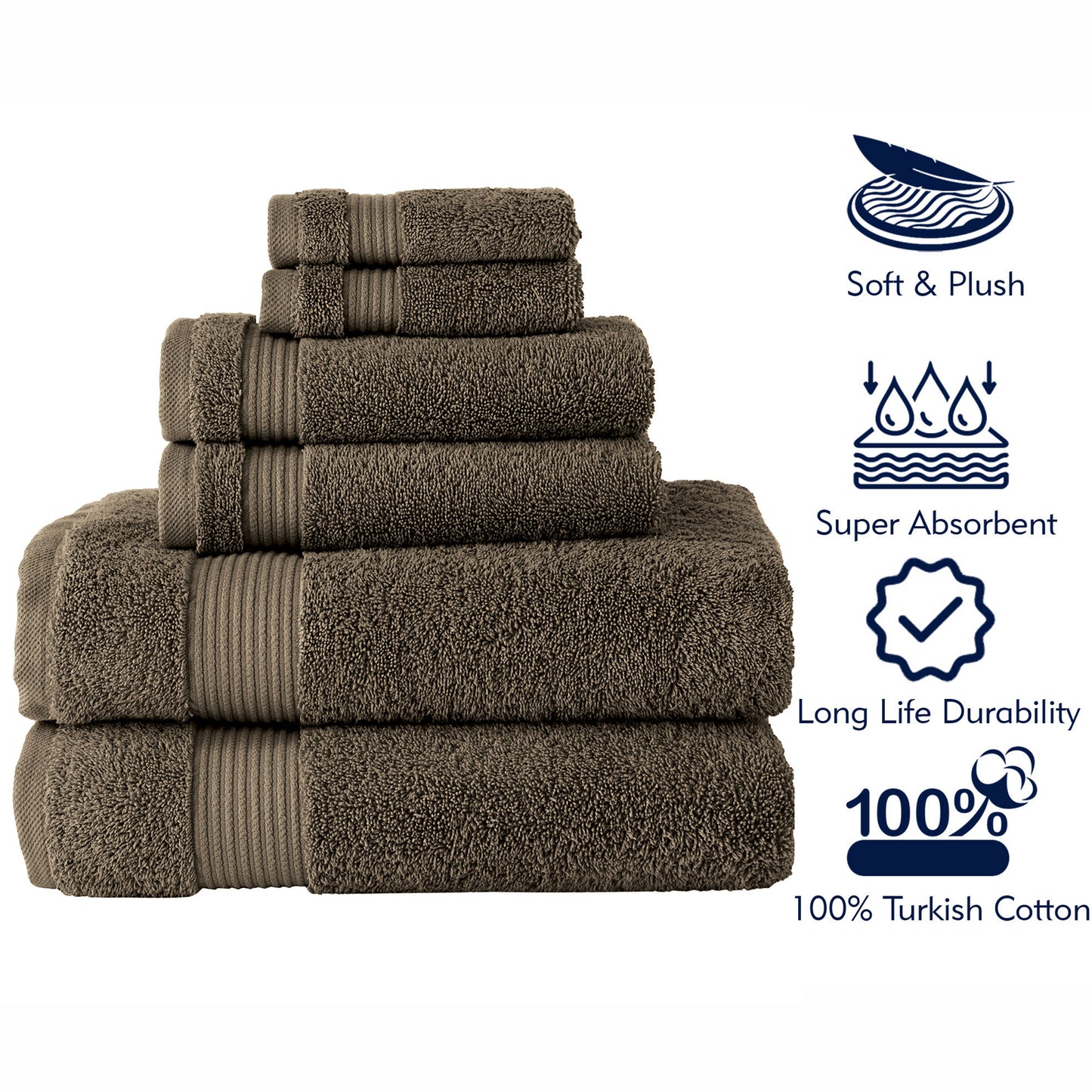 Serenity 6 PC Towel Set Coffee